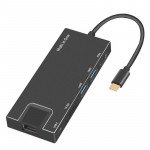 Wholesale Multi Function Type-C USB-C 3.0 Hub Dock Station with HDMI, Ethernet, Micro SD, USB, etc for Phone, Tablet, Laptop, and More (Black)